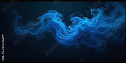 An abstract blue smoke background with a swirling, flowing motion creates a captivating, dark pattern
