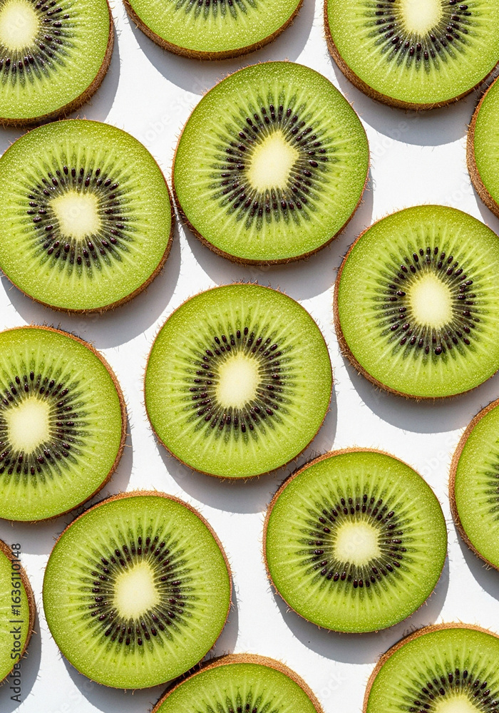 Fototapeta premium Rodajas de kiwi sobre fondo claro