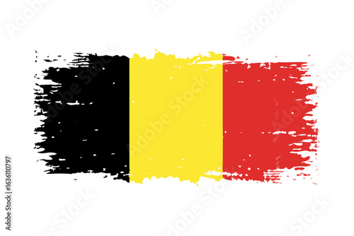 Distressed belgian flag with grunge texture and black background