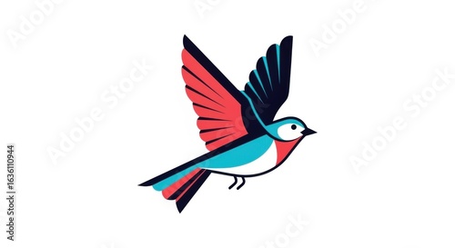 This striking illustration features a vibrant bird in mid-flight, perfect for modern design.