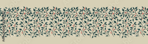 Cute hand drawn  seamless pattern with winter greenery - x mas background, great for textiles, banners, wallpapers - vector design