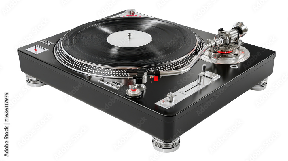 Fototapeta premium DJ turntable setup Transparent background, PNG file