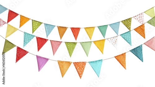 Festive bunting flags Transparent background, PNG file