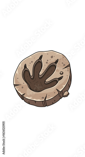 Ancient dinosaur footprint fossil preserved in stone revealing prehistoric life on earth