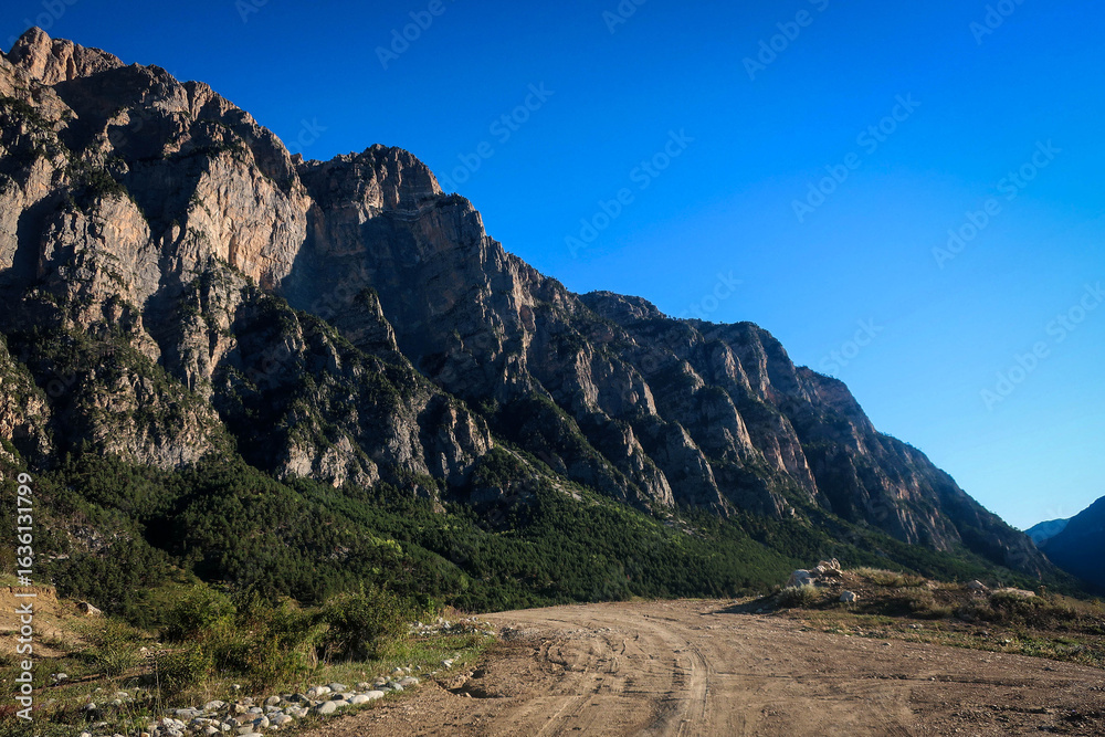 General view of North Caucasus mountains landscape near Hidicus village, North Osetia, Russia General view of North Caucasus mountains landscape near Hidicus village, North Osetia, Russia