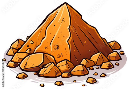 Illustration of a large pile of golden sand and rocks with a cartoonish, stylized design.