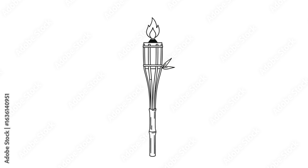 Obraz premium Simple black and white illustration of a decorative tiki torch.