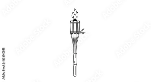 Simple black and white illustration of a decorative tiki torch.