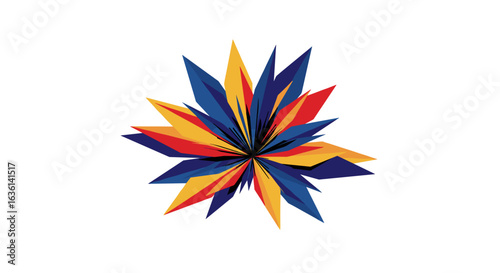 Abstract Geometric Floral Design with Vibrant Colors on a White Background.