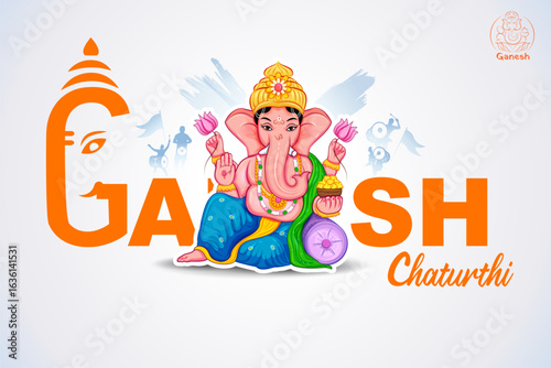 illustration of Lord Ganpati background for Ganesh Chaturthi festival of India