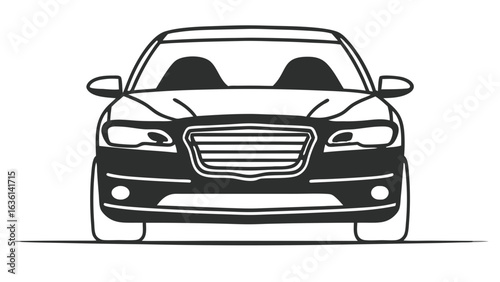 Car Front View Icon in Solid black Vector Style