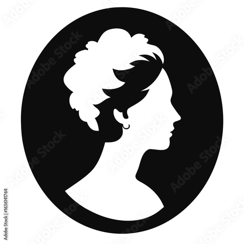 Black and white silhouette of a woman's profile female 1