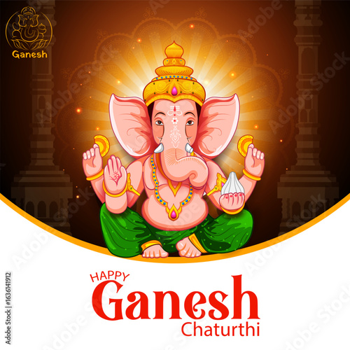 illustration of Lord Ganpati background for Ganesh Chaturthi festival of India