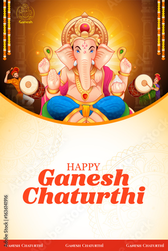 illustration of Lord Ganpati background for Ganesh Chaturthi festival of India