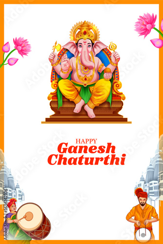 illustration of Lord Ganpati background for Ganesh Chaturthi festival of India