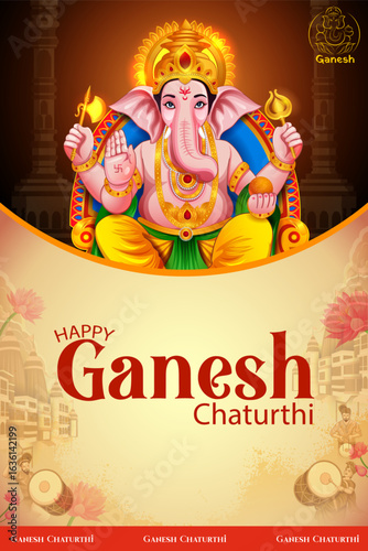 illustration of Lord Ganpati background for Ganesh Chaturthi festival of India
