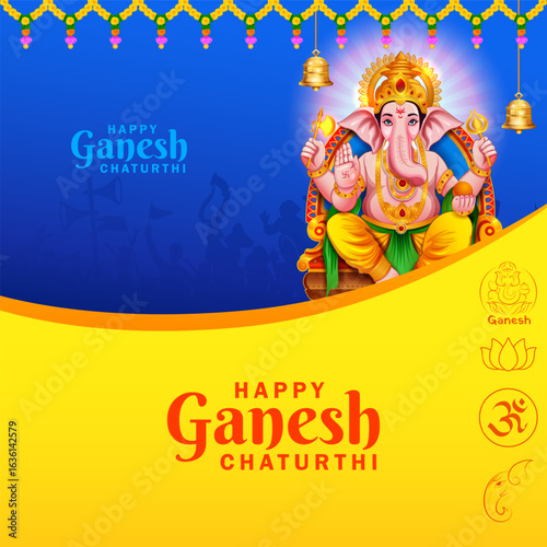 illustration of Lord Ganpati background for Ganesh Chaturthi festival of India