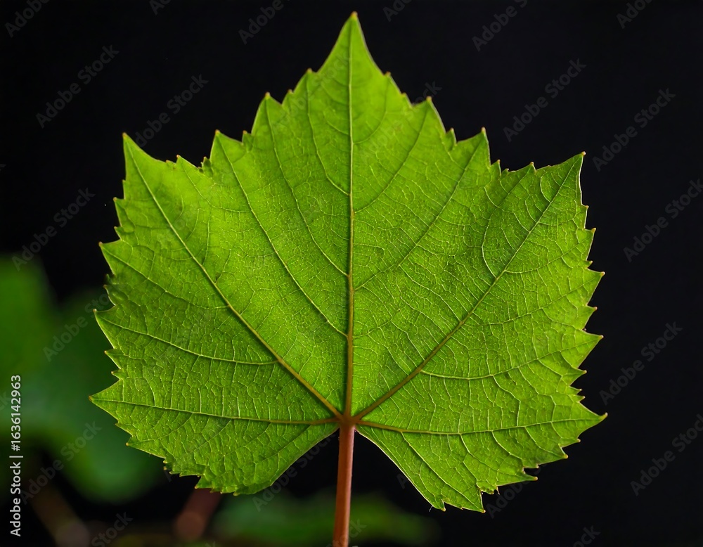 Fototapeta premium Close-up of vibrant green grape leaf