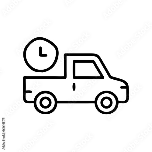 Delivery truck icon with clock symbolizing timely service  
