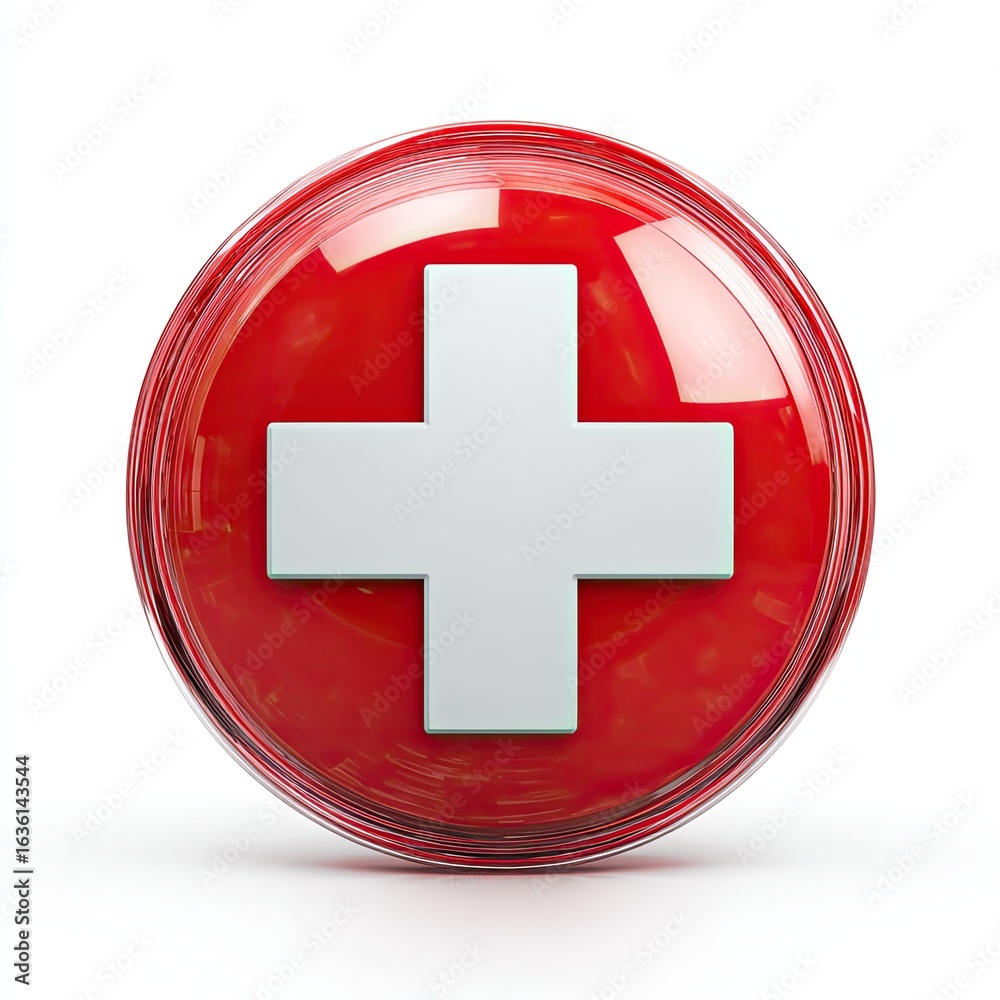 Obraz premium Red medical cross button