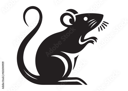 rat logo silhouette vector design, mouse silhouette vector illustration, little hamster silhouette vector, mouse animal logo vector silhouette on white background