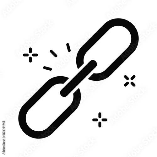 Well designed glyph icon showing a network link line