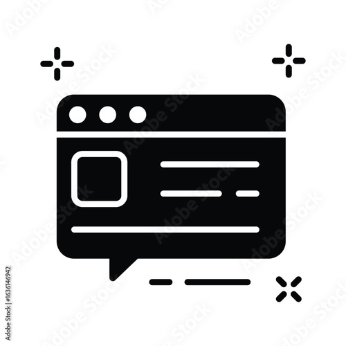 A handy glyph icon of live web chat bubble