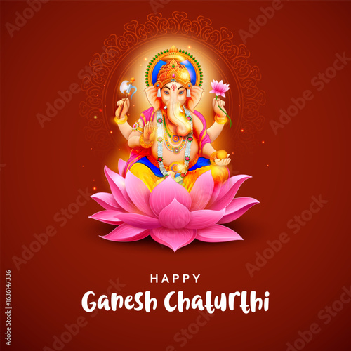 illustration of Lord Ganpati background for Ganesh Chaturthi festival of India