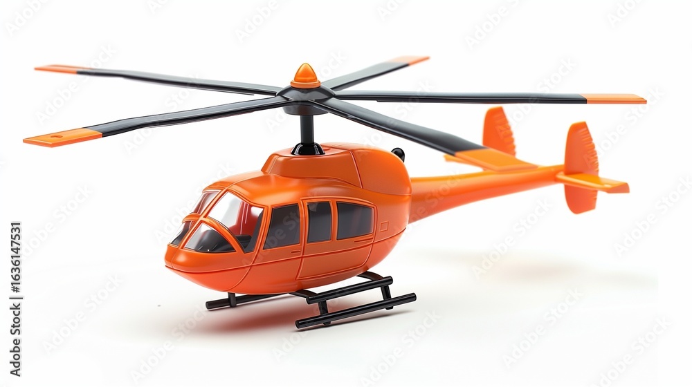 Fototapeta premium plastic toy helicopter with spinning blades on white background