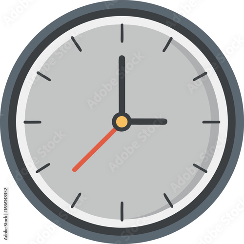 Clock isolated on white background simple wall clock vector illustration