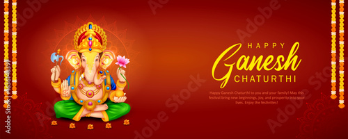 illustration of Lord Ganpati background for Ganesh Chaturthi festival of India