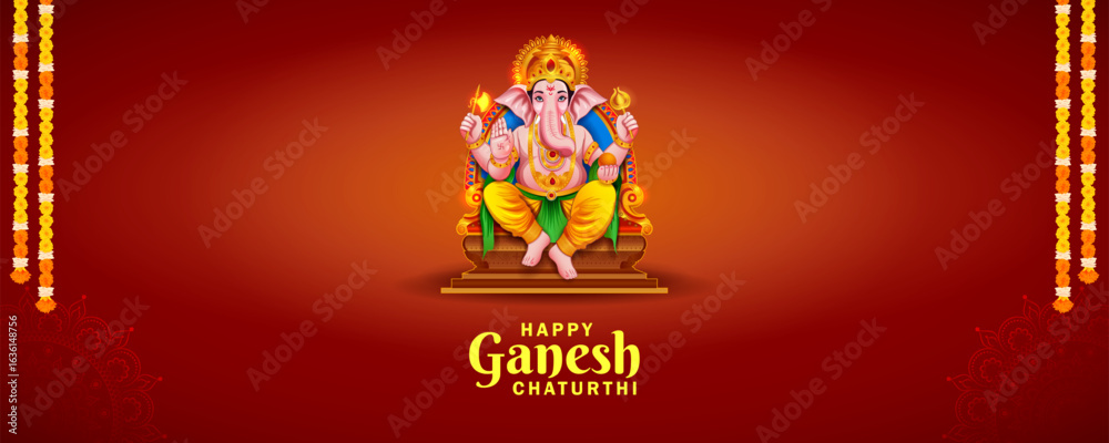 Naklejka premium illustration of Lord Ganpati background for Ganesh Chaturthi festival of India