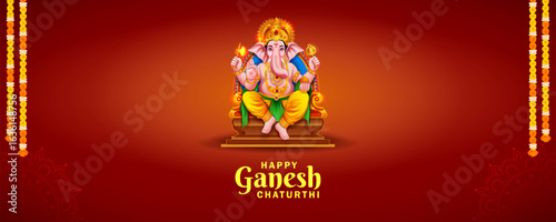 illustration of Lord Ganpati background for Ganesh Chaturthi festival of India