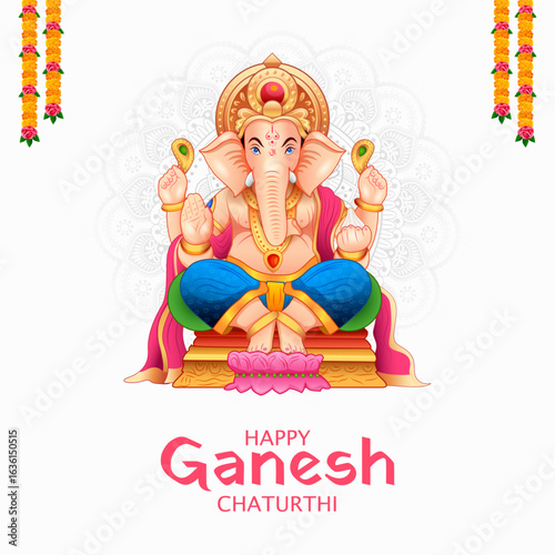 illustration of Lord Ganpati background for Ganesh Chaturthi festival of India