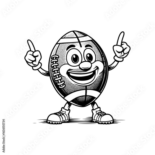 this can create childrens interest in the game of American football.Which will encourage themto be physically active sports.Retro Rugby Ball Animation Enthusiast Running with Joyful Expression.