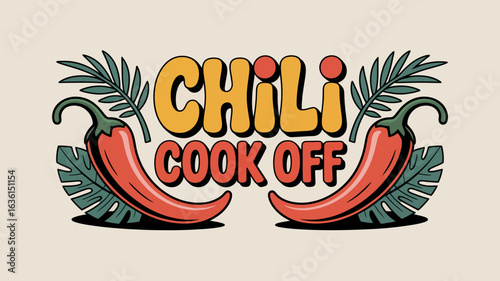 Country chili cook-off banner with barn wood and hand-stitched typography
