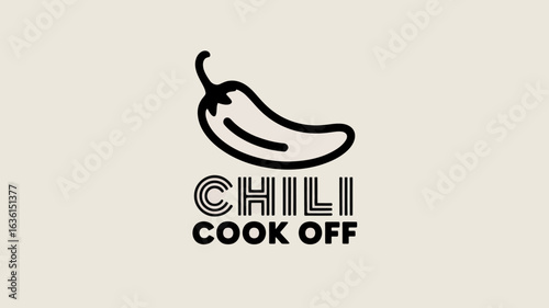 Simple chili cook-off banner with minimalist pepper sketch and sleek typography