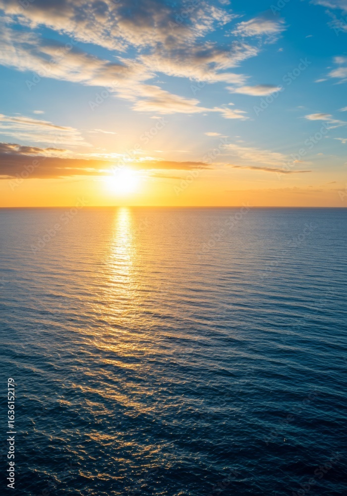 Fototapeta premium Vibrant Sunset Over Calm Ocean Water