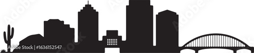 Black and White Tempe Arizona Skyline Silhouette