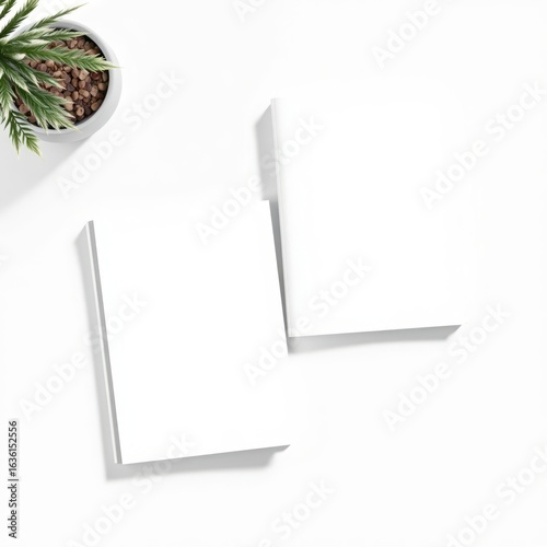 Flat lay white blank book mockup in front and back view book mockup Ultra realistic Photorealistic 