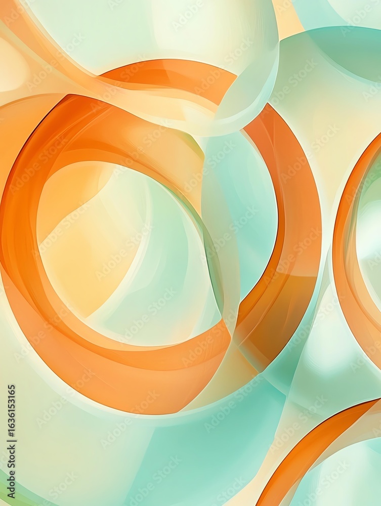 Fototapeta premium Circular Loops in Cool Mint and Warm Amber