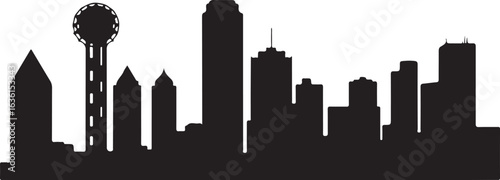 Black and White Dallas Texas Skyline Silhouette