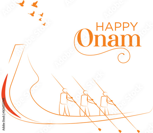 Minimal Onam. Festival Happy Onam Greetings Background. Editable vector illustration design
