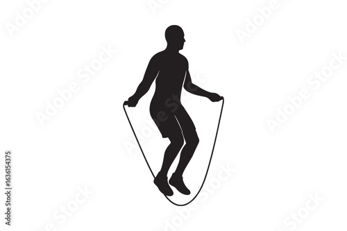 Jump rope fitness silhouette vector art illustration on white background