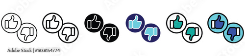Thumb Up and Down Icon Set – Voting, Rating, and Decision Symbols in Vector Design