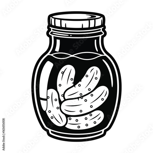 Jar of pickles food preserved