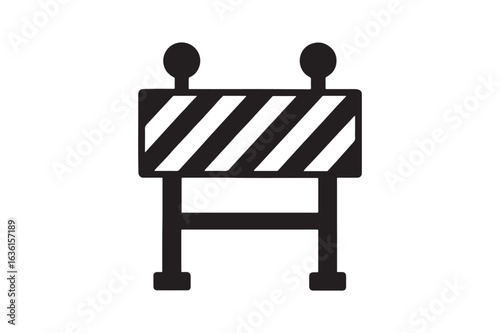 Road construction barrier silhouette vector art illustration on white background