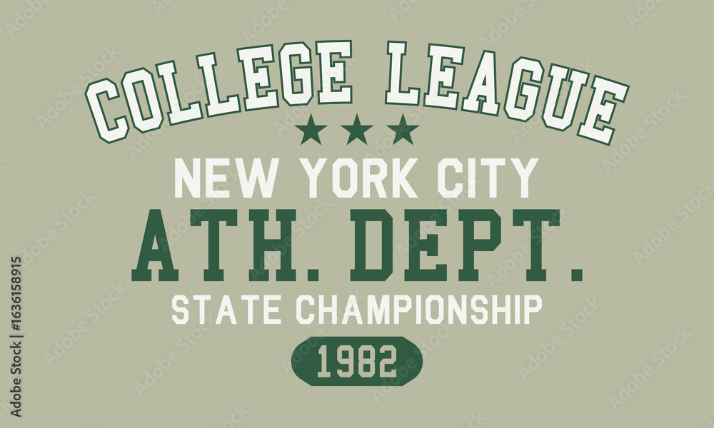 Fototapeta premium New York City college league state championship 1982 typography slogan with college varsity print for graphic tee t shirt or sweatshirt and other uses. 
