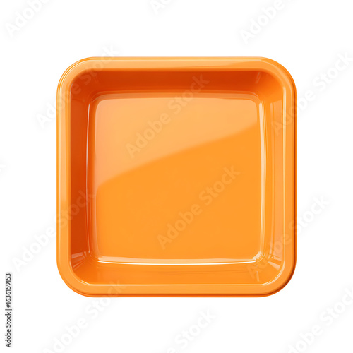 Isolated orange square container on black background for design and product presentation