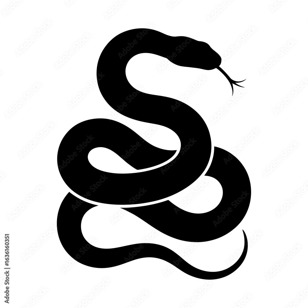 Fototapeta premium silhouette of a snake coiled in a spiral position
